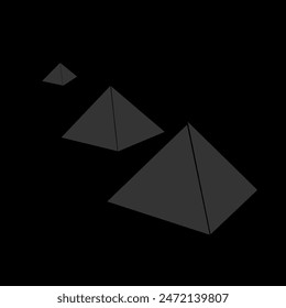 Drei schwarze Kegel bilden eine Pyramide ohne Hintergrund
