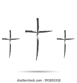 Three black cross  with shadow