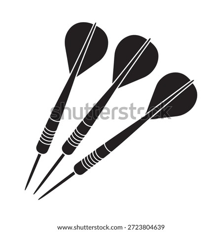 Three black darts with flight feathers a classic game symbol