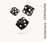 Three black dice, on a white background. Vector.