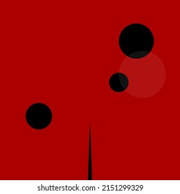 Three black dots on a red background