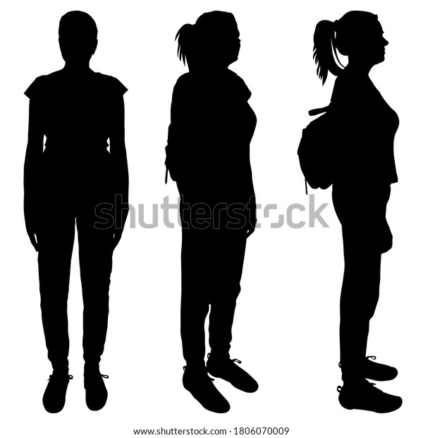 Three Black Female Silhouettes Isolated On Stock Vector (Royalty Free ...