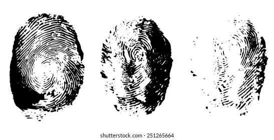 Three black finger print, illustration isolated on white