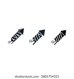 Three black firework rockets with white stripes