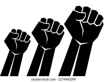 three black fists. A symbol of protest, disagreement, the struggle for the rights of people. Vector eps10