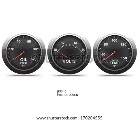 three black gage on white background.