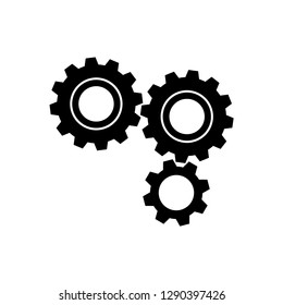 Three black gear sign simple icon on white background.