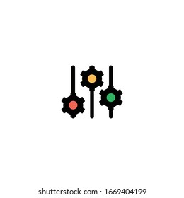 Drei schwarze Zahnräder rutschen auf weißem Hintergrund. Symbol Einstellungen. Stockillustration für Vektorillustrationen einzeln auf weißem Hintergrund.