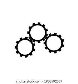 Three black gears icon isolated on white background. Settings symbol for your interface. Simple ilustration. Vector EPS 10