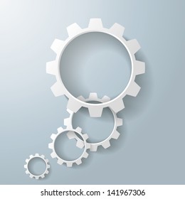 Three black gears on the grey background. Eps 10 vector file.