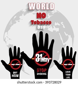 Three Black hand with globe on gray background.vector