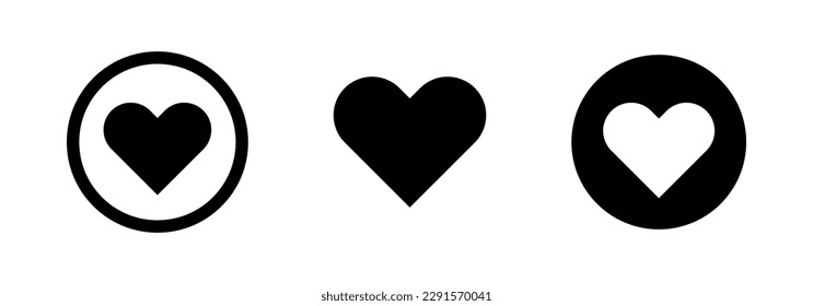 Three black hearts for design. Different hearts. Love vector illustration.