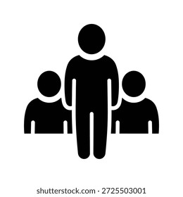 Drei schwarze menschliche Figuren in Reihe auf weißem Hintergrund Gruppe Menschen Silhouette stehend
