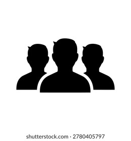 Three black human silhouettes grouped together