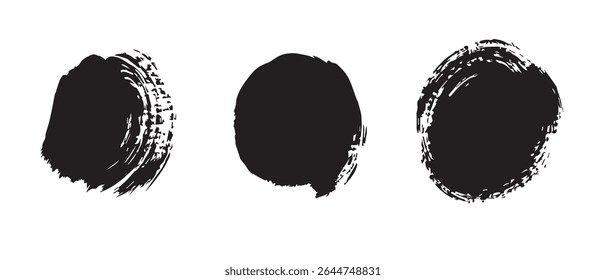 Três Tinta Preta Splats Grunge Textura Fundo.