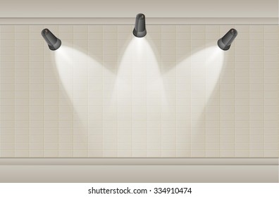 three black lights and brown brick wall