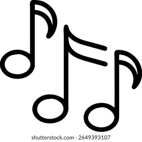Three black musical notes are depicted in a clean outline style, symbolizing music and harmonious sounds.