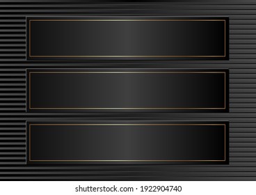 three black plaques with golden border