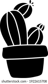 Three black potted cactuses, illustration, vector on white background.