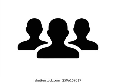 Three black silhouettes display diversity and collaboration in a professional setting. This vector illustration symbolizes unity and community in teamwork.