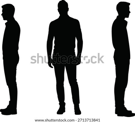 Three Black Silhouettes of Men Standing Side by Side