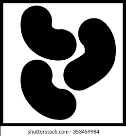three black spots on white background.