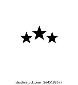 Three black star silhouettes arranged in a semi circle against a white background. The vector graphic is simple and minimal.