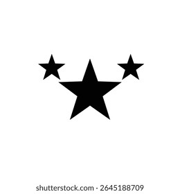 Three black star silhouettes form a symmetrical pattern against a white background The style is simple and minimal