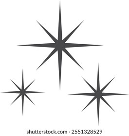 Três estrelas pretas são mostradas em uma fileira