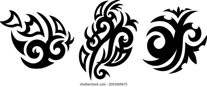 tres tatuajes negros diseño vectorial arte ilustración gráfica abstracta dibujo decoración decorativa  
