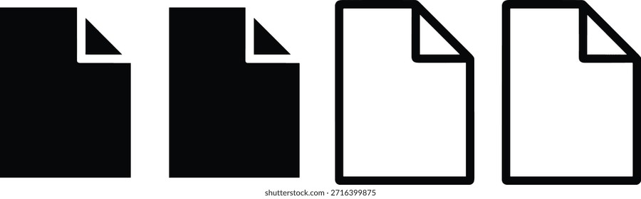 Tres documentos en blanco y negro con esquinas dobladas