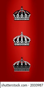 three black and white vector crowns made in adobe illustrator