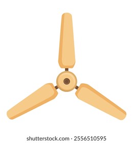 Three blade ceiling fan spinning to circulate air and provide cooling on a hot summer day