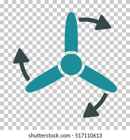 Three Bladed Screw Rotation EPS vector icon. Illustration style is flat iconic bicolor soft blue symbol.