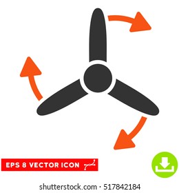 Three Bladed Screw Rotation EPS vector pictogram. Illustration style is flat iconic bicolor orange and gray symbol on white background.