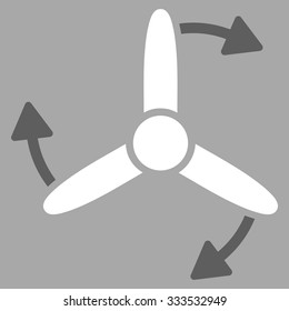 Three Bladed Screw Rotation vector icon. Style is bicolor flat symbol, dark gray and white colors, rounded angles, silver background.