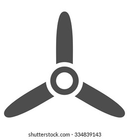 Three Bladed Screw vector icon. Style is flat gray symbol, rounded angles, white background.