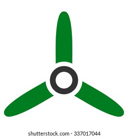 Three Bladed Screw vector icon. Style is flat bicolor green and gray symbol, rounded angles, white background.