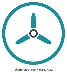 Three Bladed Screw vector icon. Style is bicolor flat circled symbol, soft blue colors, rounded angles, white background.