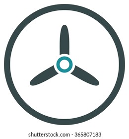 Three Bladed Screw vector icon. Style is bicolor flat circled symbol, soft blue colors, rounded angles, white background.