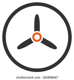 Three Bladed Screw vector icon. Style is bicolor flat circled symbol, orange and gray colors, rounded angles, white background.