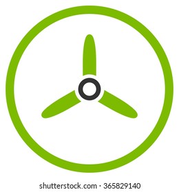 Three Bladed Screw vector icon. Style is bicolor flat circled symbol, eco green and gray colors, rounded angles, white background.