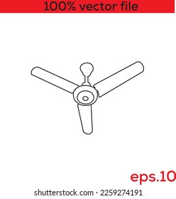 Ventilador de techo blanco de tres cuchillas aislado en fondo blanco