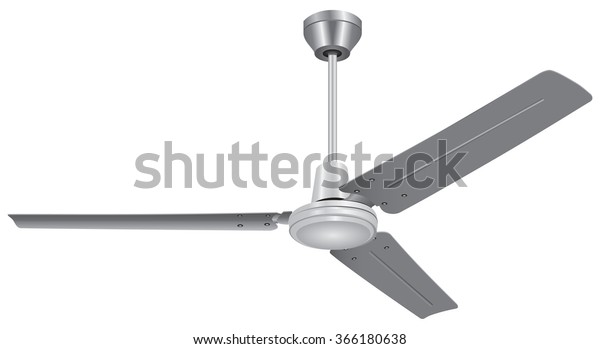 Three Blades White Ceiling Fan Isolated Stock Vector Royalty Free