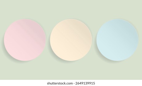 Três de branco 3D pastel círculo placa de papel corte estilo na ilustração gráfica de fundo verde claro.