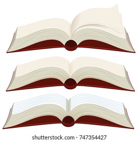 Three blank books with red covers illustration