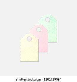 Three blank paper gift or sale offer tags.