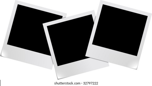 Three blank photo frames isolated on white background