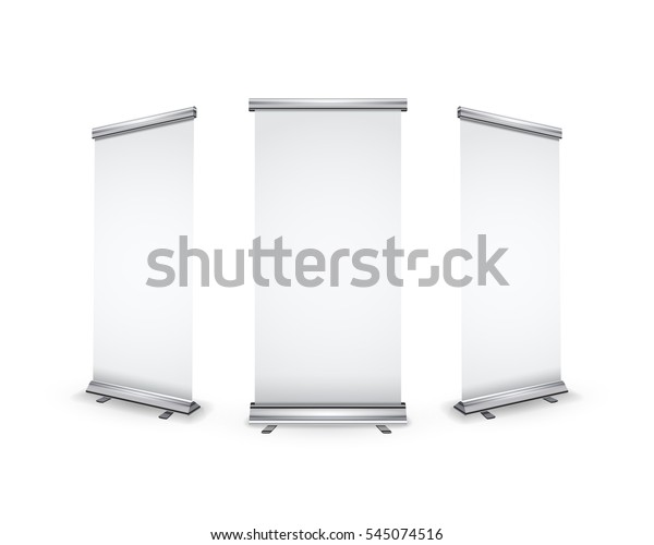 Three Blank Realistic Rollup Banners Shadow Stock Vector (Royalty Free ...