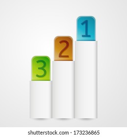 three blank vertical banners with color numbers